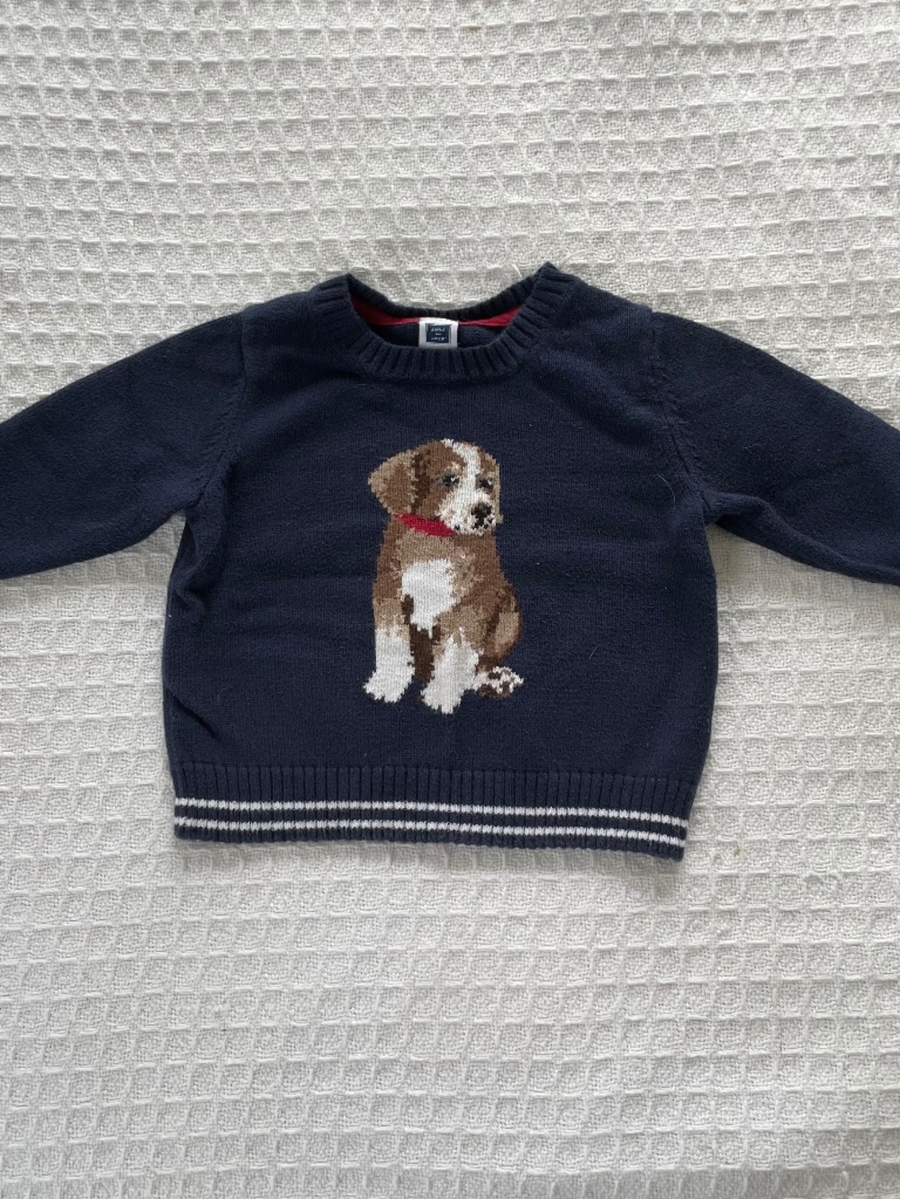 Janie and Jack Boy Navy Dog Sweater - size 6-12 months